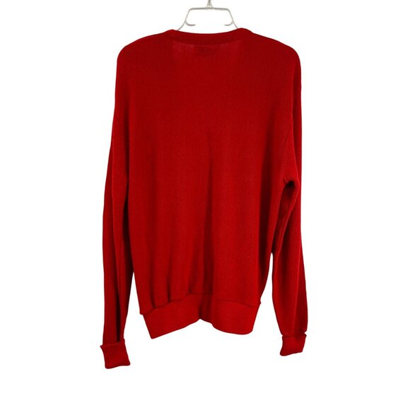Vintage Jantzen Red Cardigan Mens L USA Made 70s 80s Classic Knit Sweater Used - Picture 2 of 12
